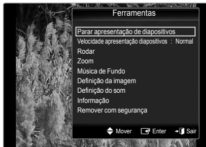 SAMSUNG PS50B560T7P - - Menu de ferramentas da aparecao de diapositivos - 1