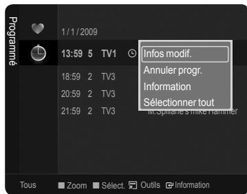 SAMSUNG PS50B560T7P - - Menu d'outils de la liste des chaînes (dans Programmé) - 1