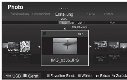 Photo Voreinstellung Basisansicht Erstellung Farbe Ordner 2009 Apr Jun Nov Mz.01.2009 1/67 IMG_0335.JPG IMG_0341 JPG IMG_0346 JPG USB Gerät Favoriten-Einst. Wahlen Extras Zurück