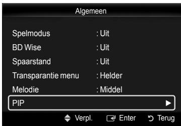 Algemeen Spelmodus : Uit BD Wise : Uit Spaarstand : Uit Transparantie menu : Helder Melodie : Middel PIP Verpl. Enter Terug