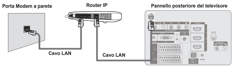Porta Modem a parete Router IP Cavo LAN Cavo LAN Pannello posteriore del televisore