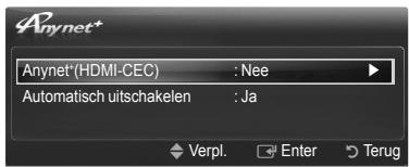 Anynet* Anynet*(HDMI-CEC) : Nee Automatisch uitschakelen : Ja Verpl. Enter Terug