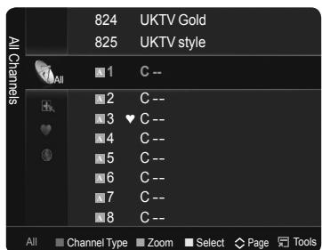 All Channels 824 UKTV Gold 825 UKTV style 1 C -- 2 C -- 3 ♥ C -- 4 C -- 5 C -- 6 C -- 7 C -- 8 C -- All Channel Type Zoom Select Page Tools