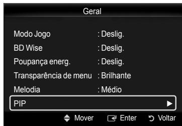 Geral Modo Jogo : Deslig. BD Wise : Deslig. Poupança energ. : Deslig. Transparência de menu : Brilhante Melodia : Médio PIP Mover Enter Voltar