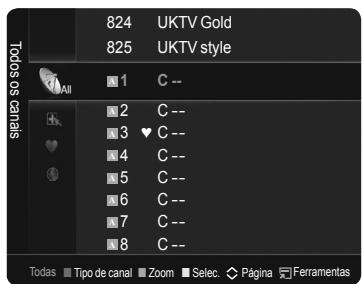 Todos os canals 824 UKTV Gold 825 UKTV style All 1 C -- 2 C -- 3 ♥ C -- 4 C -- 5 C -- 6 C -- 7 C -- 8 C -- Todas Tipo de canal Zoom Selec. Página Ferramentas