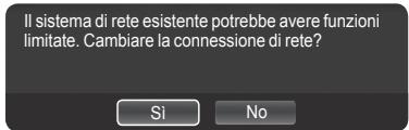 Il sistema di rete esistente potrebbe avere funzioni limitate. Cambiare la connessione di rete? Si No