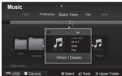Music Folder Preference Basic View Title Artist 3/4 Carol kidd Mr A-Z 2009 Pop When I Dream NPKI usermanual Heaven ../ folder name/ USB Device Select Tools Upper Folder