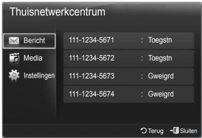 Thuisnetwerkcentrum Bericht 111-1234-5671 : Toegstn Media 111-1234-5672 : Toegstn Instellingen 111-1234-5673 : Gweigrd 111-1234-5674 : Gweigrd Terug → Sluiten
