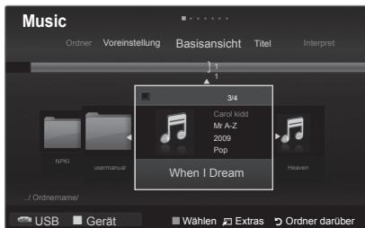 Music Ordnern Voreinstellung Basisansicht Titel Interpret 3/4 Carol kidd Mr A-Z 2009 Pop When I Dream NPKI usermanual Heaven .. Ordnername/ USB Gerät Wahlen Extras Orderner darüber