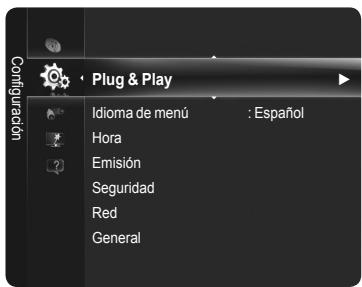 Configuración Plug & Play Idioma de menú : Español Hora Emisión Seguridad Red General
