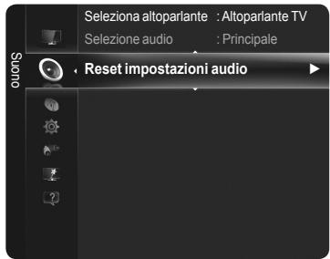 Selezione altoparlante : Altoparlante TV Selezione audio : Principale Reset impostazioni audio