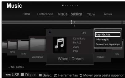Music Pasta Preferência Visual. básica Título Artista 1 1 3/4 Carol kidd Mr A-Z 2009 Pop Repr Gr Act Informação Remover em segurança NPK NPK usermanual When I Dream Heaven Sky JS No. pasta / USB Dispos. Selec. Ferramentas Mover para pasta superior.