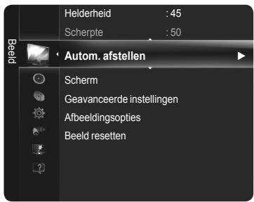 Helderheid : 45 Scherpte : 50 Autom. afstellen Scherm Geavanceerde instellingen Afbeeldingsopties Beeld resetten