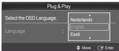 Plug & Play Select the OSD Language. Nederlands English Eesti Language Move Enter