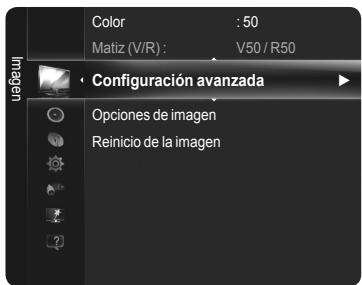 Color : 50 Matiz (V/R) : V50 / R50 Configuración avanzada Opciones de imagen Reinicio de la imagen