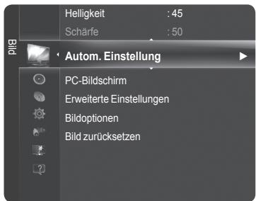 Helligkeit : 45 Scharfe : 50 Autom. Einstellung PC-Bildschirm Erweiterte Einstellungen Bildoptionen Bild zurücksetzen