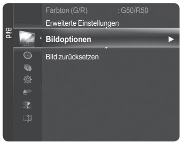 Farbton (G/R) : G50/R50 Erweiterte Einstellungen Bildoptionen Bild zurücksetzen