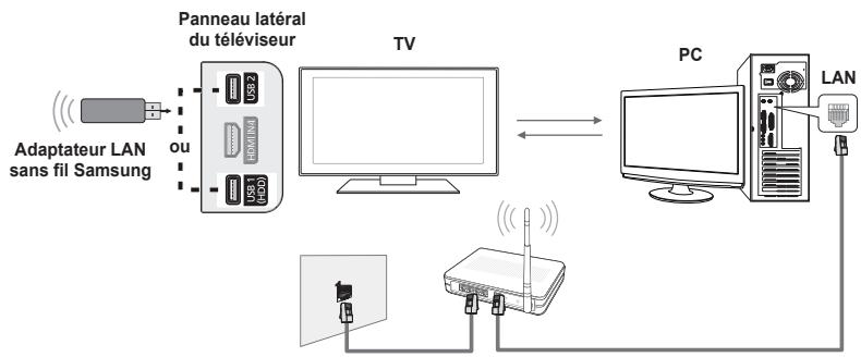 SAMSUNG PS50B650S1W - □ Diagramme représentant la connexion réseau - Sans fil - 1