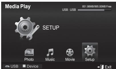 Media Play USB : USB 851.98MB/995.00MB Free SETUP Photo Music Movie Setup USB Device Exit