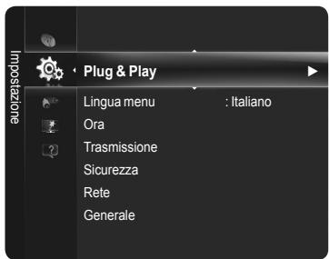 Implozazione Plug & Play Lingua menu : Italiano Ora Trasmissione Sicurezza Rete Generale