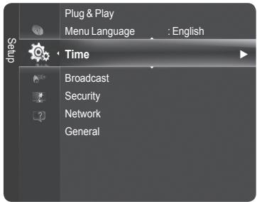 Plug & Play Menu Language : English Time Broadcast Security Network General