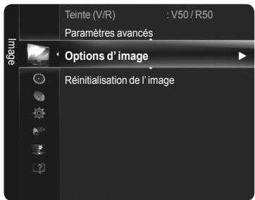 Teinte (V/R) : V50 / R50 Paramètres avancés Options d' image Réinitialisation de l' image