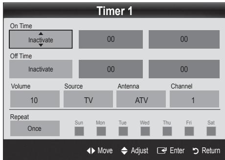 SAMSUNG UE-26C4000PW - Setting the On / Off Timer - 1