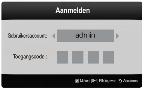 Aanmelden Gebruikersaccount: admin Toegangscode : Maken [0-9] PIN ingeven Annuleren