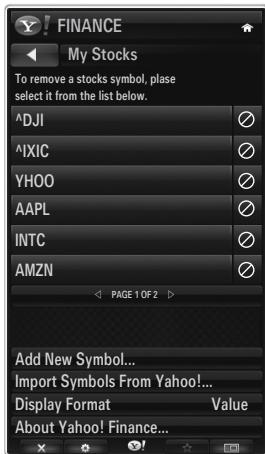 SAMSUNG UE-40B8000XW - Using the Yahoo!® Finance Widget - 1