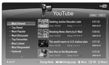 SAMSUNG UE-40B8000XW - Using the YouTube Widget - 1