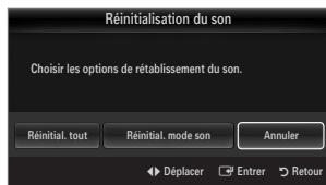 SAMSUNG UE-40B8000XW - Réinitialisation du son → Réinitial. tout / Réinitial. mode son / Annuler - 1