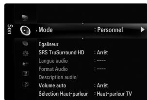 SAMSUNG UE-40B8000XW - Mode → Standard / Musique / Film / Voix claire / Personnel - 1