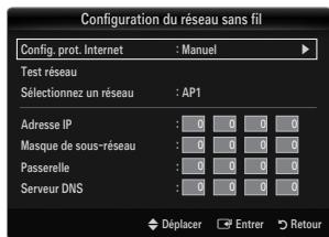 SAMSUNG UE-40B8000XW - Configuration du réseau sans fil-Manuel - 1