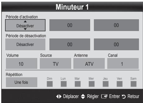 SAMSUNG UE-40C6800 - Réglage de la minuterie de mise en marche/arrêt - 1