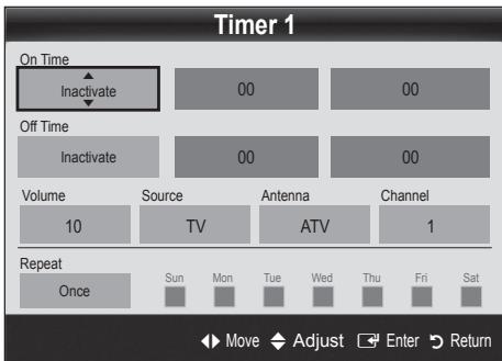 SAMSUNG UE-40C7000WW - Setting the On / Off Timer - 1
