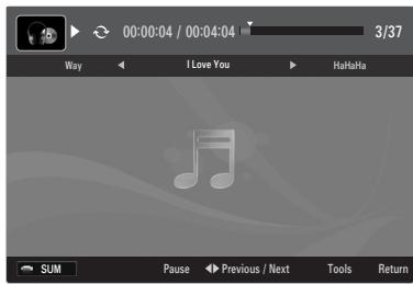 SAMSUNG UE-46B6000 - Playing the selected music files - 1