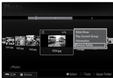 SAMSUNG UE-46B6000 - Removing a USB Memory Device Safely - 1