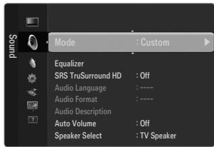 SAMSUNG UE-46B6000 - Mode → Standard / Music / Movie / Clear Voice / Custom - 1