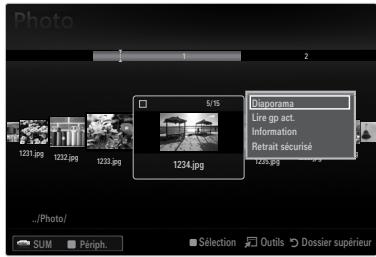 SAMSUNG UE-46B6000 - Menu d'options de la liste des photos - 1
