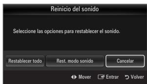 SAMSUNG UE-46B7000 - ☐ Reinicio del sonido → Restablecer todo / Rest. modo sonido / Cancelar - 1