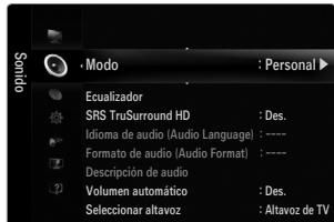 SAMSUNG UE-46B7000 - ☐ Modo → Estándar / Música / Película / Voz clara / Personal - 1