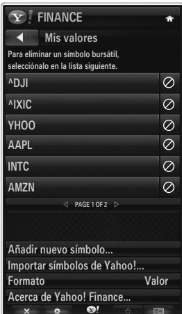 SAMSUNG UE-46B7000 - Uso del servicio de finanzas de Yahoo!® - 2