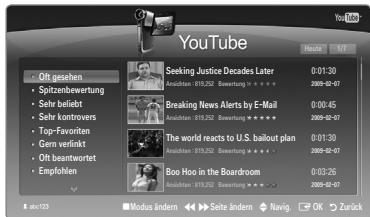 SAMSUNG UE-46B7000 - Verwenden des YouTube-Widget - 1