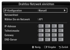 SAMSUNG UE-46B7000 - Drahtlos-Netzwerk einrichten-Manuell - 1