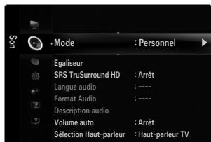 SAMSUNG UE-46B7000 - Mode → Standard / Musique / Film / Voix claire / Personnel - 1
