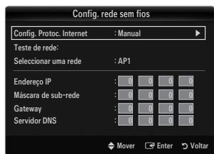 SAMSUNG UE-46B7020WP - Config. rede sem fios-Manual - 1