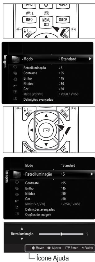 SAMSUNG UE-46B7020WP - - Como utilizes OSD (On Screen Display - Visualização no écra) - 1