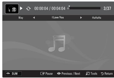 SAMSUNG UE-46B7020WP - Playing the selected music files - 1