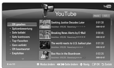 SAMSUNG UE-46B8000XW - Verwenden des YouTube-Widget - 1