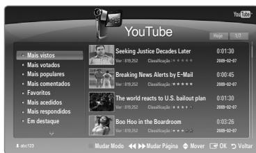 SAMSUNG UE-46B8000XW - Utilizar o widget YouTube - 1